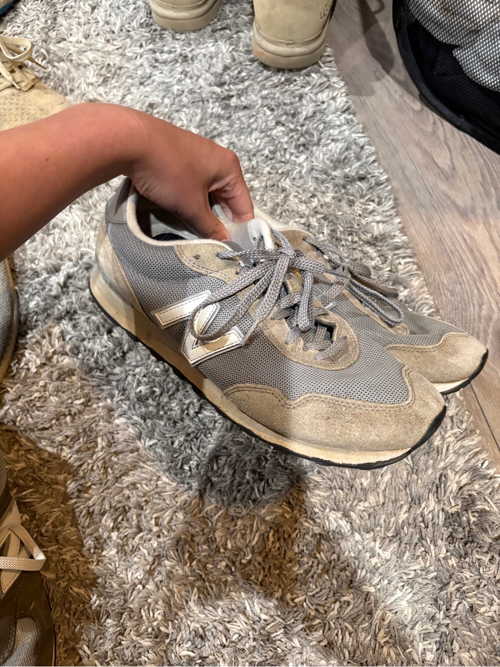 New Balance Gray and Beige Suede Mesh Sneakers men’s size 10